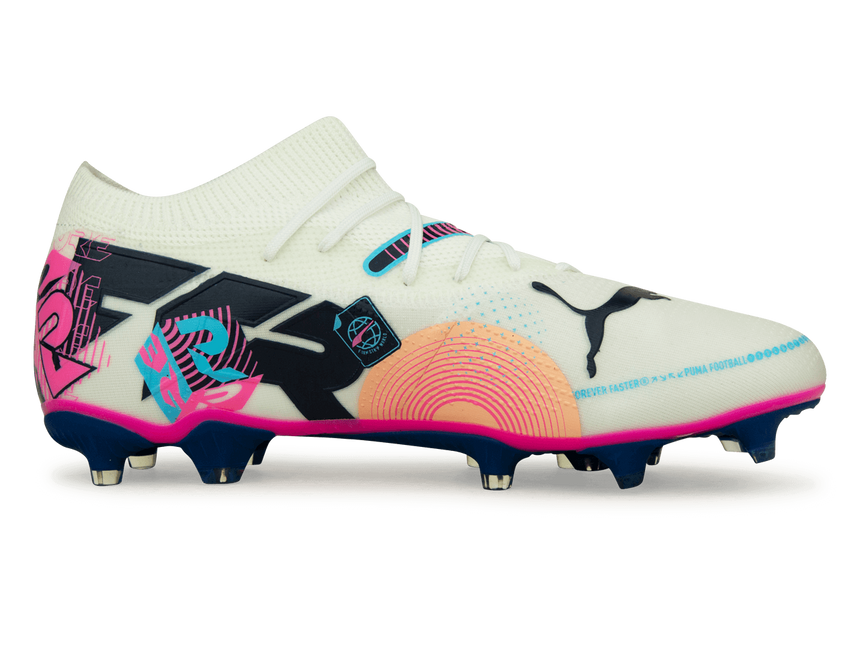 PUMA Men's Future 7 Match Volume Up FG/AG White/Luminous Blue Side