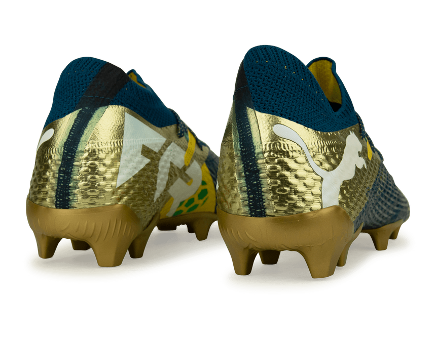 PUMA Men's Future 7 Ultimate BNA FG/AG Blue/Yellow/Green Gold Rear