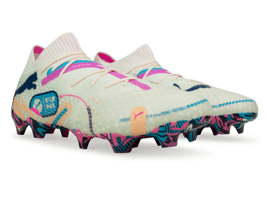 PUMA Men's Future 7 Ultimate Volume Up FG/AG White/Luminous Blue Together