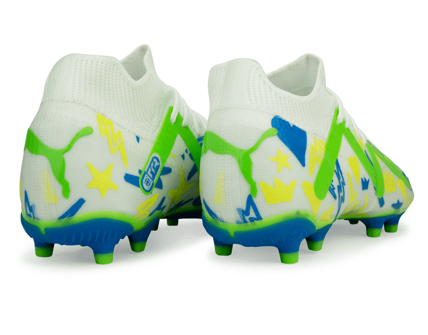 PUMA Men's Future Match x Neymar FG/AG White/Blue/Lemon Rear