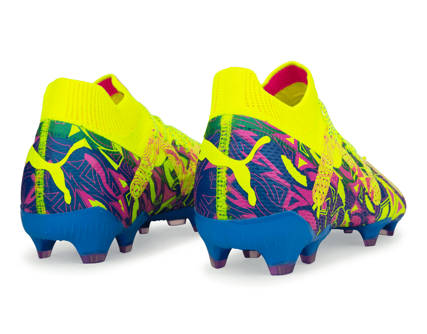 PUMA Men's Future Ultimate Energy FG/AG Blue/Yellow/Pink Rear