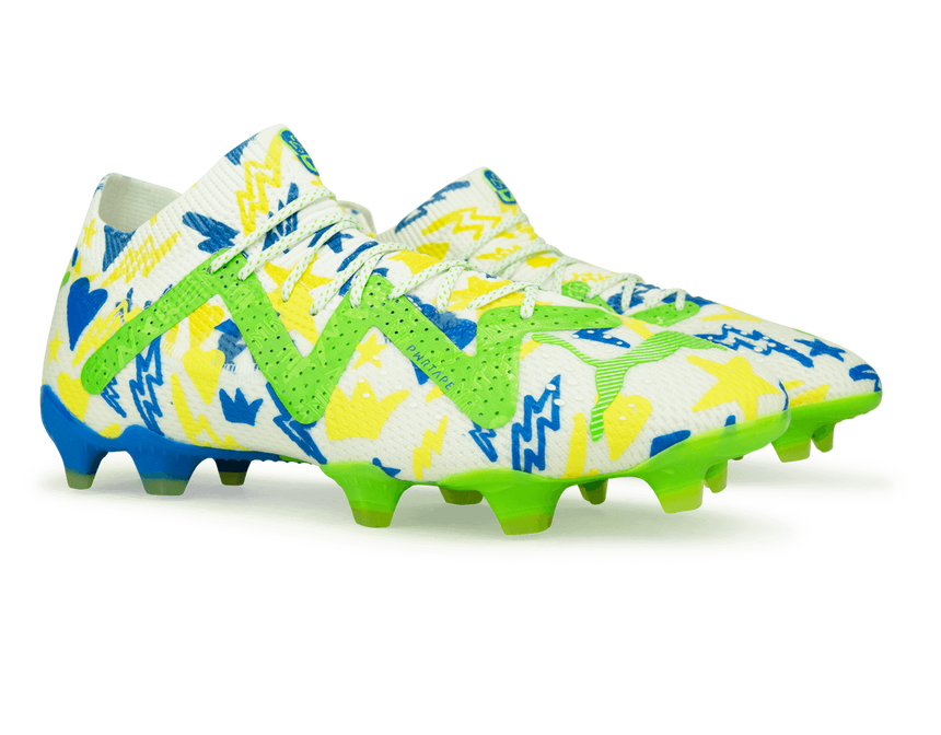 PUMA Men's Future Ultimate x Neymar FG/AG White/Blue/Lemon Together