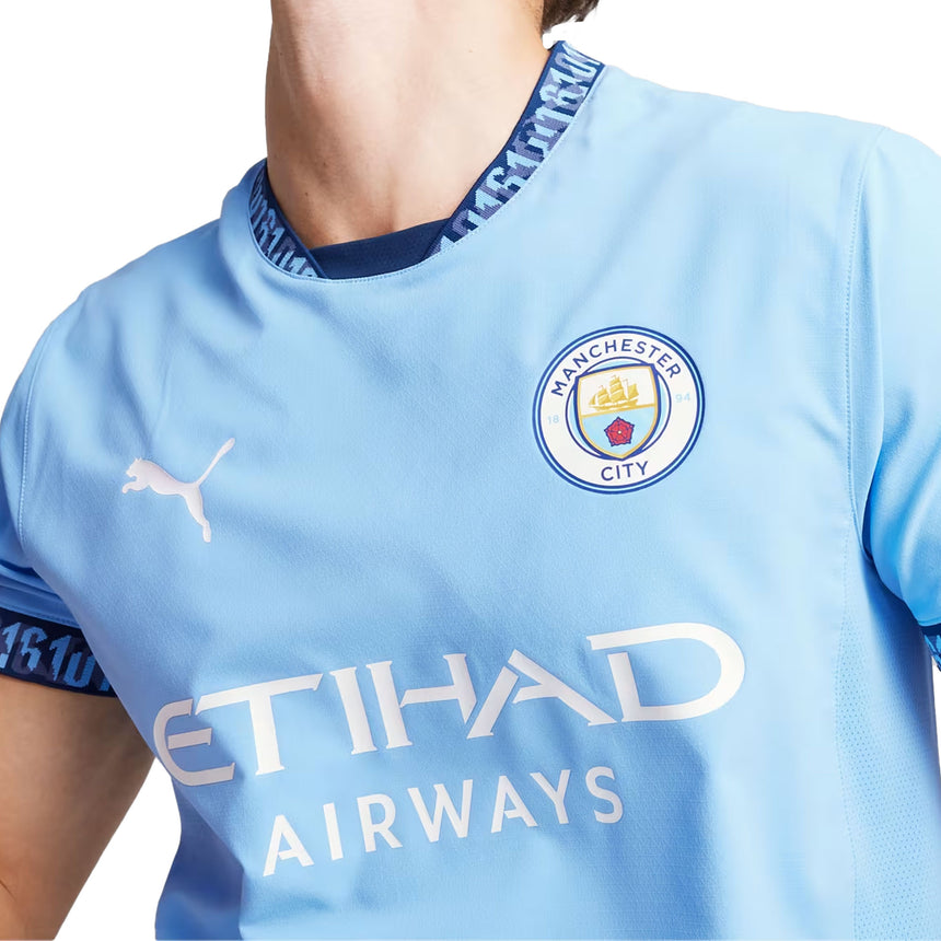 PUMA Men's Manchester City 2024/25 Authentic Home Jersey Light Blue/White Crest