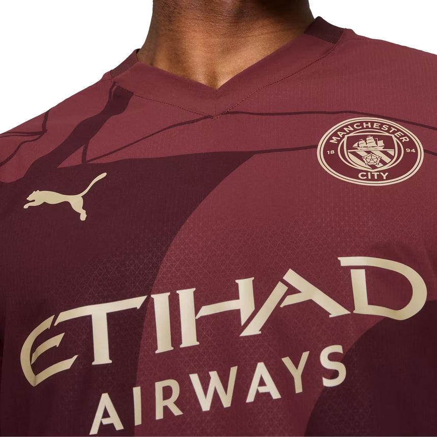 PUMA Men's Manchester City 2024/25 Authentic Third Jersey Burgundy Crest