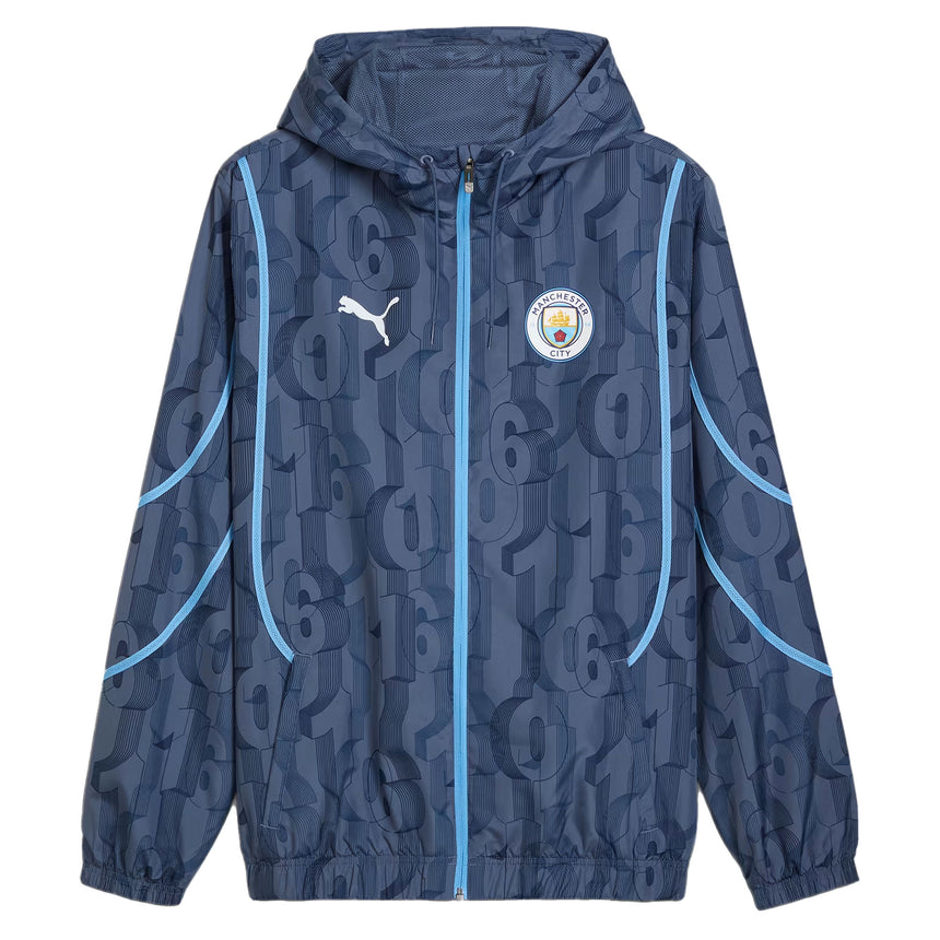 PUMA Men's Manchester City 2024/25 Pre-Match Woven Jacket Inky Blue/Light Blue Front
