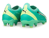 PUMA Men's Ultra Ultimate FG Peppermint/White/Yellow Soccer Cleats Heel