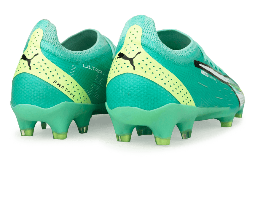 PUMA Men's Ultra Ultimate FG Peppermint/White/Yellow Soccer Cleats Heel
