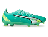 PUMA Men's Ultra Ultimate FG Peppermint/White/Yellow Soccer Cleats