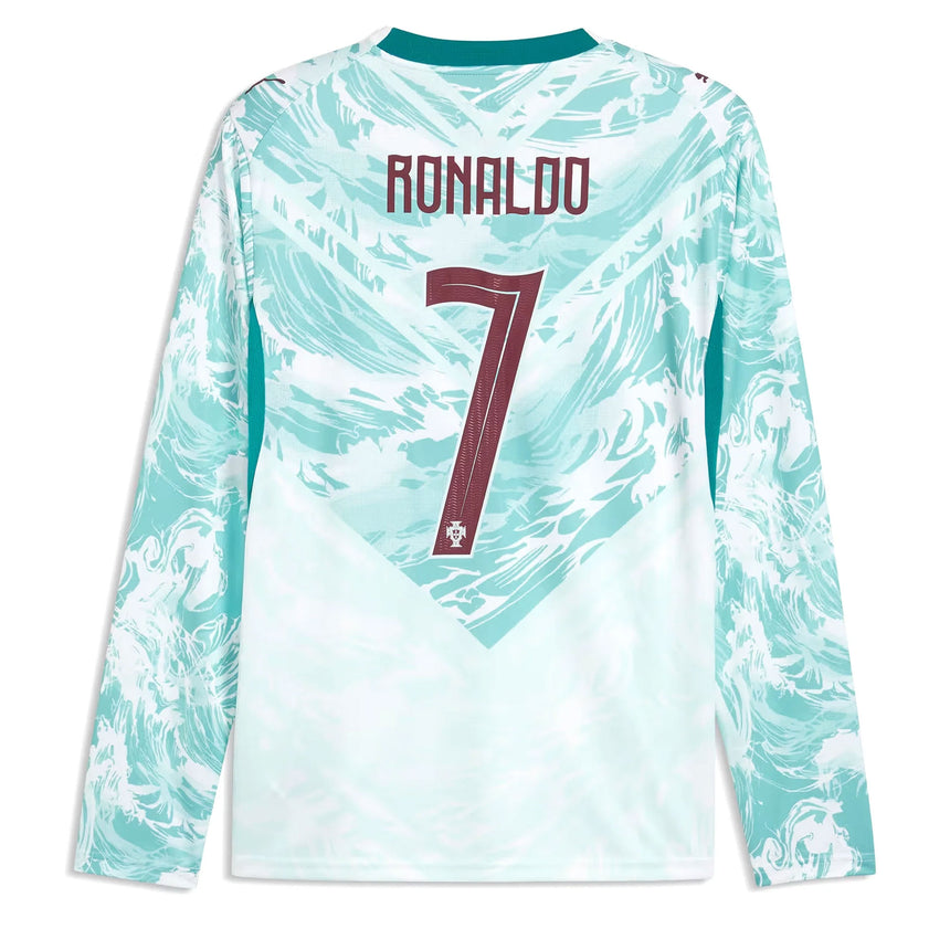 PUMA Portugal Men's Away Stadium Long Sleeve 2026 Jersey w/ Ronaldo #7 Green Back
