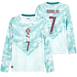 PUMA Portugal Men's Away Stadium Long Sleeve 2026 Jersey w/ Ronaldo #7 Green Both