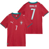 PUMA Women's Portugal World Cup 2026 Home Jersey w/ Ronaldo #7 Printing Red/Green Lagoon Both