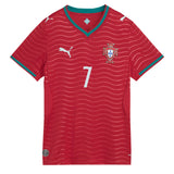 PUMA Women's Portugal World Cup 2026 Home Jersey w/ Ronaldo #7 Printing Red/Green Lagoon Front