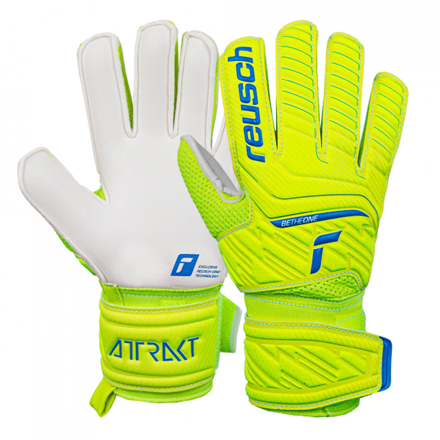Reusch Kids Attrakt Grip Goalkeeper Gloves Yellow/White Both