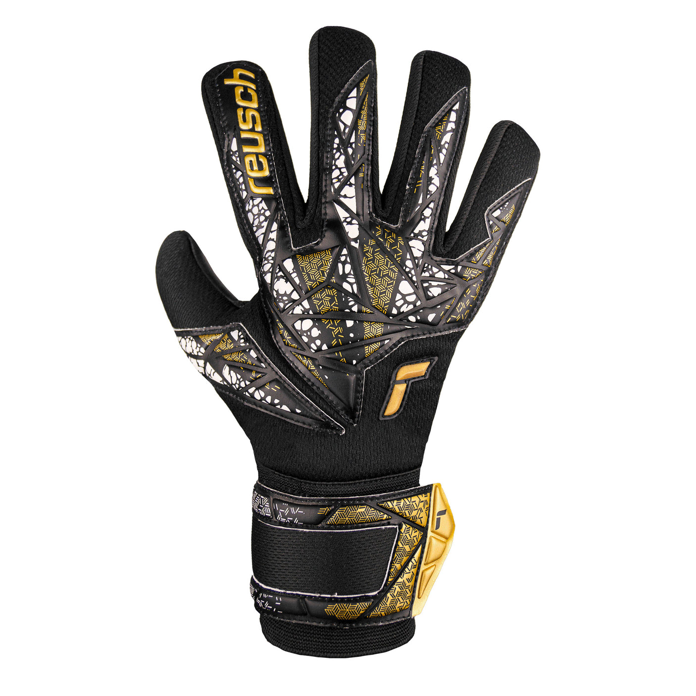 Reusch Kids Attrakt Silver NC Fingersave Goalkeeper Gloves Black/Gold/White Front