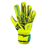 Reusch Kids Attrakt Solid Goalkeeper Gloves Safety Yellow/Future Blue Front