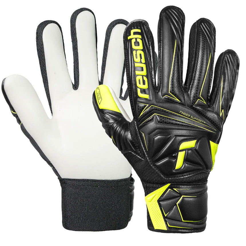 Reusch Kids Attrakt Starter Solid Fingersave Goalkeeper Gloves Black/Yellow Both