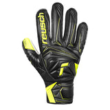 Reusch Kids Attrakt Starter Solid Fingersave Goalkeeper Gloves Black/Yellow Front