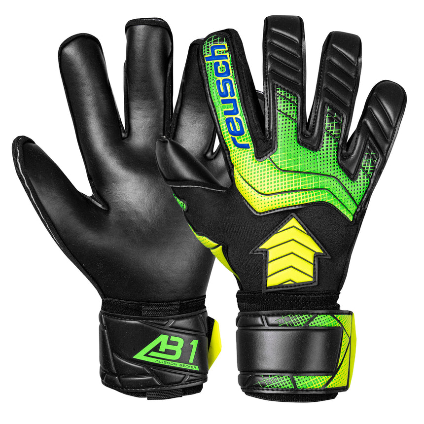 Reusch Men's Attrakt AB1 Duo Goalkeeper Gloves Black/Safety Yellow Both