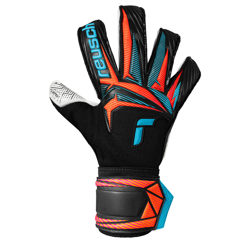 Reusch Men's Attrakt Advance Evolution Glue Print Goalkeeper Gloves Black/Orange Front