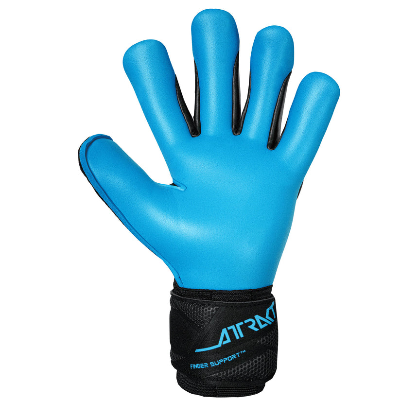 Reusch Men's Attrakt Aqua Fingersave Goalkeeper Gloves Black/Aqua Blue Back