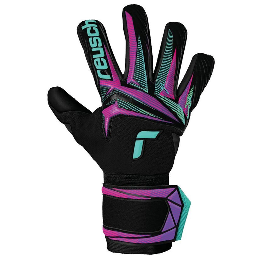Reusch Men's Attrakt Duo Pulse Goalkeeper Gloves Black/Turquoise Front