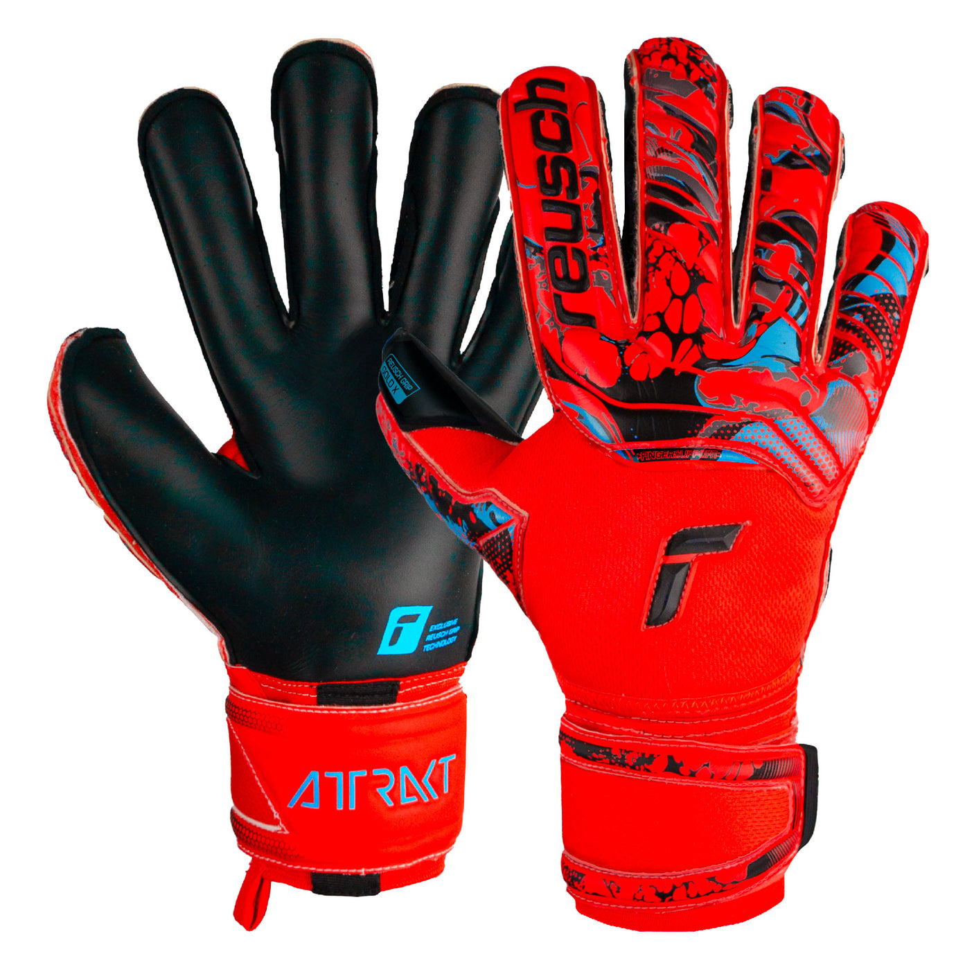 Reusch Men's Attrakt Gold X Evolution Cut Fingersave Goalkeeper Gloves Red Both