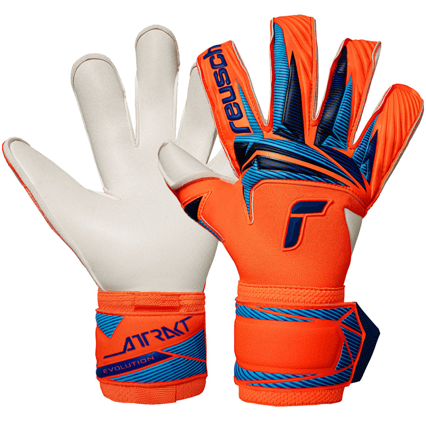 Reusch Men's Attrakt Gold X Evolution Goalkeeper Gloves Orange/Blue Both