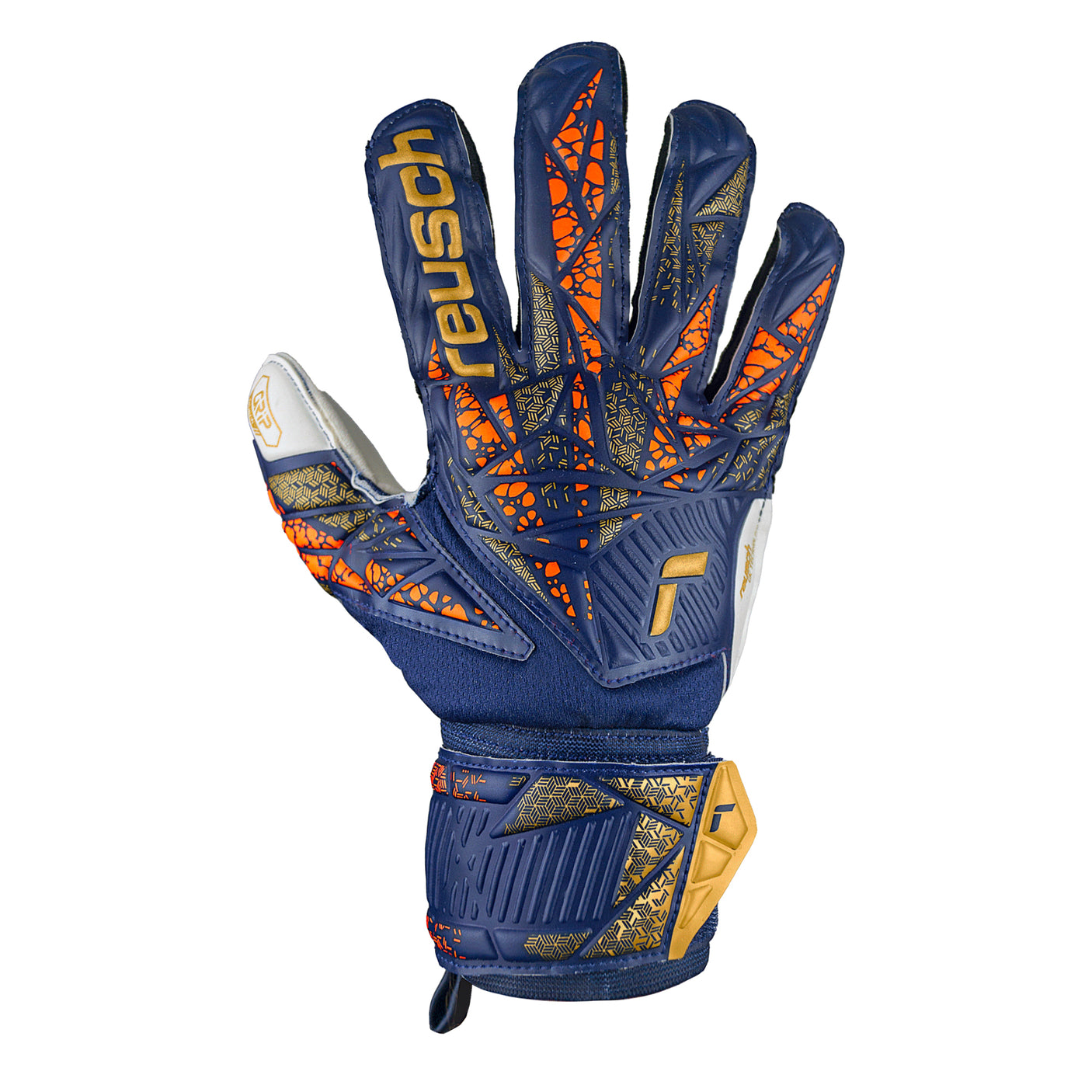 Reusch Men's Attrakt Grip Goalkeeper Gloves Premium Blue/Gold Front