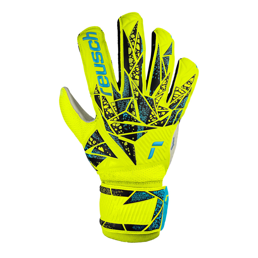 Reusch Men's Attrakt Solid Goalkeeper Gloves Safety Yellow/Future Blue Front