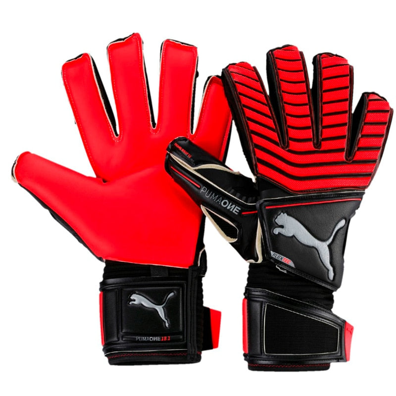 PUMA Men's One Protect 18.1 Fingersave Goalkeeper Gloves Red Blast/Black/Silver