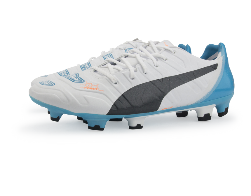 PUMA Men's evoPOWER 1.2 FG White/Black/Hawaiian Ocean
