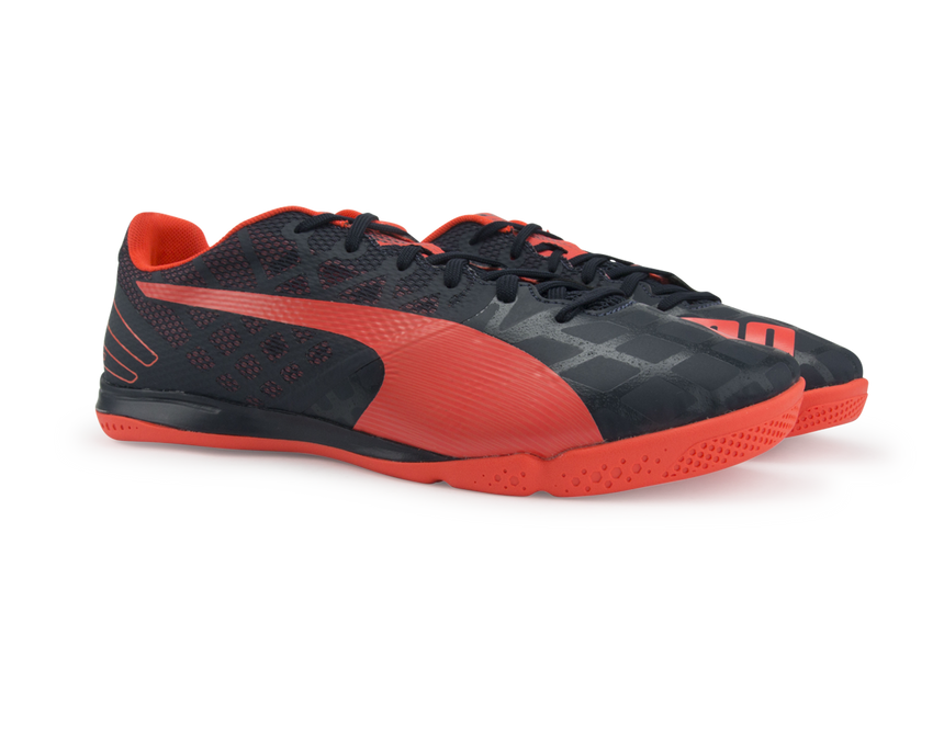 PUMA Men's evoSPEED Sala 3.4 Indoor Soccer Shoes Total Eclipse/Lava Blast/White