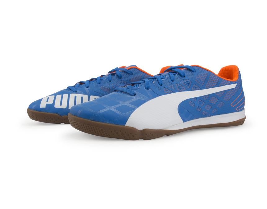PUMA Men's evoSPEED Sala 3.4 Indoor Soccer Shoes Electric Blue/White/Orange