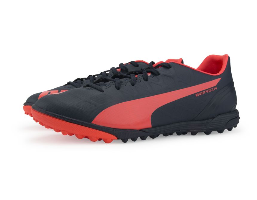 PUMA Men's evoSPEED 4.4 Turf Soccer Shoes Total Eclipse/Lava Blast/White
