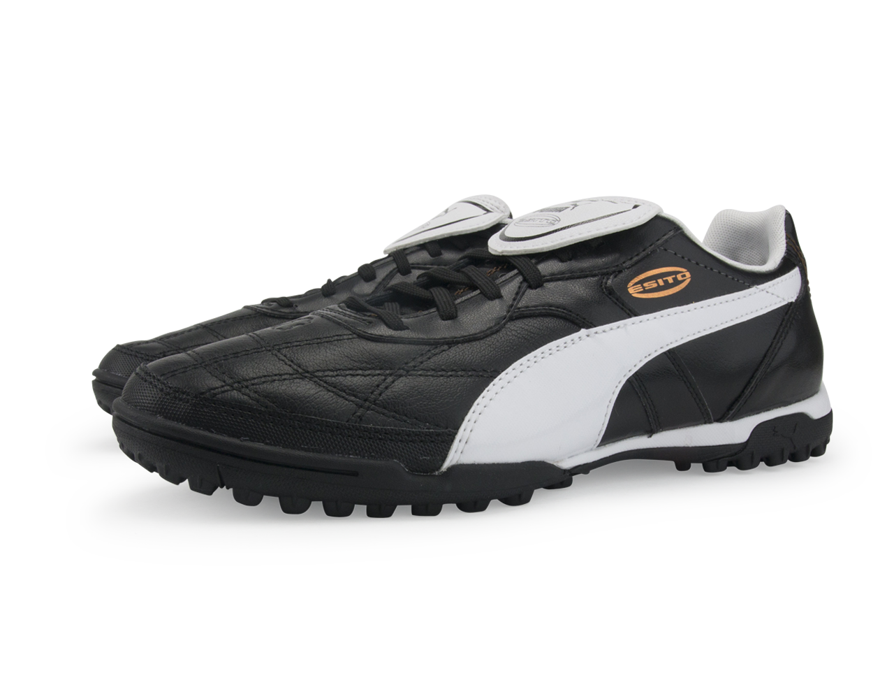 PUMA Men's Esito Classico Turf Soccer Shoes  Black/White/Bronze