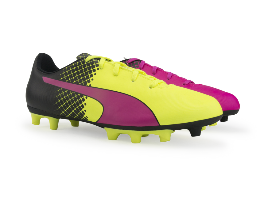 PUMA Kids evoSPEED 5.5 Tricks FG Pink Glow/Safety Yellow/Black