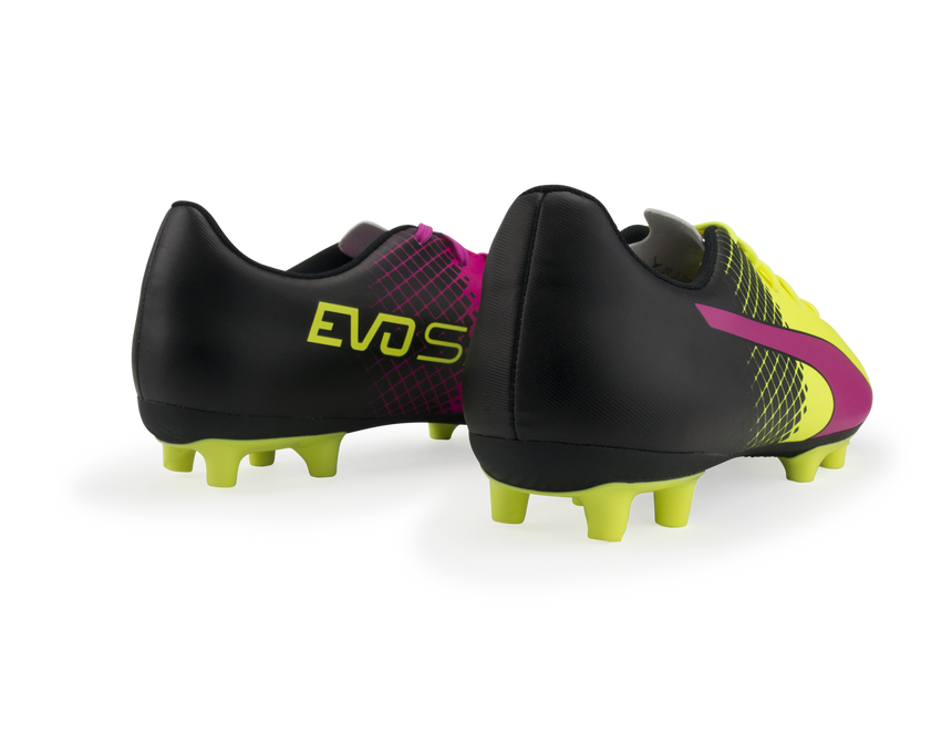 PUMA Kids evoSPEED 5.5 Tricks FG Pink Glow/Safety Yellow/Black