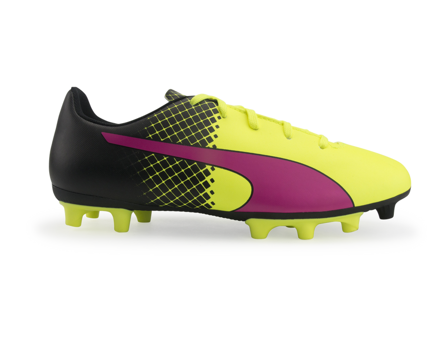 PUMA Kids evoSPEED 5.5 Tricks FG Pink Glow/Safety Yellow/Black