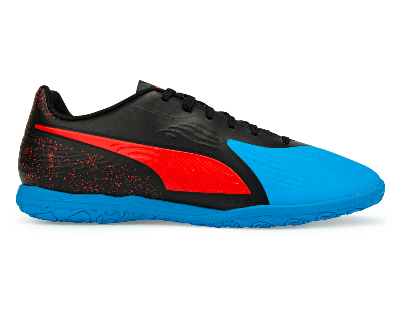 PUMA Men's One 19.4 Indoor Soccer Shoes  Bleu Azur/Red Blast/Black