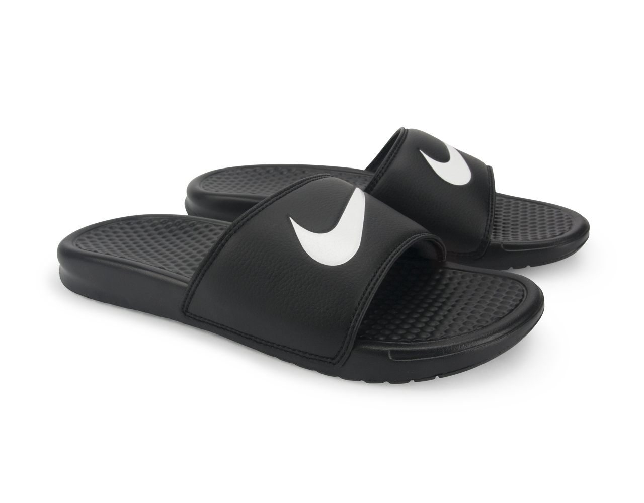 Nike Men's Benassi Swoosh Sandals Black/White | Nike – Azteca Soccer