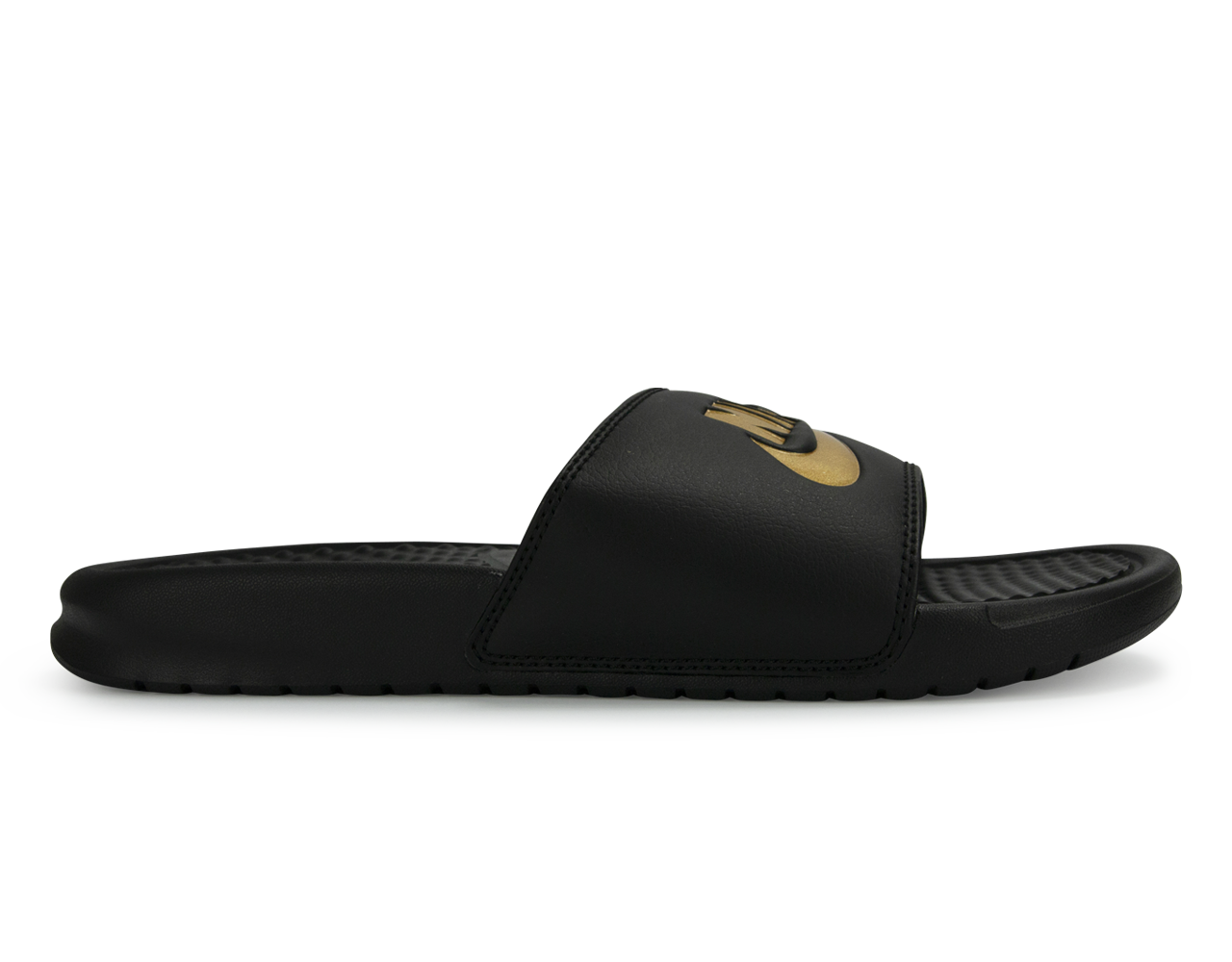 Nike benassi gold sales black