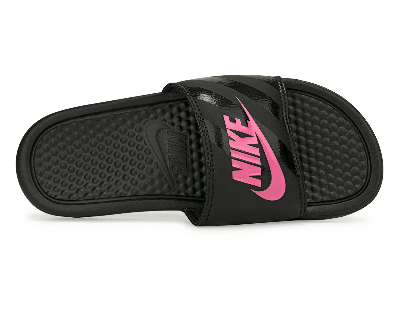 Nike benassi black sales pink