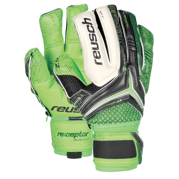 Reusch Goalkeeper Re:Ceptor Deluxe G2 Ortho-Tec Gloves Black/Dark Green/Green Gecko