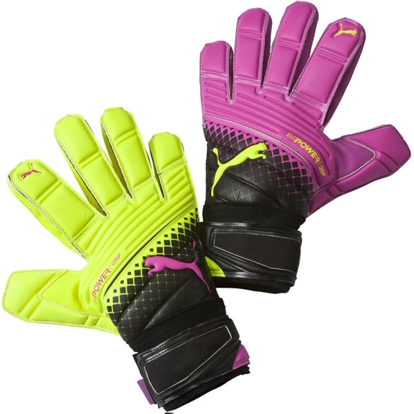 PUMA evoPOWER Grip 2.3 Goalkeeper Gloves Pink Glow/Safety Yellow/Black