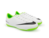 Nike Kids Mercurial Victory IV Indoor Soccer Shoes White/Black/ Electric Green