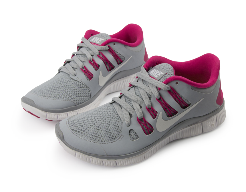 Nike Women's Free 5.0+ Running Shoes Wolf Grey/White/Pink Force