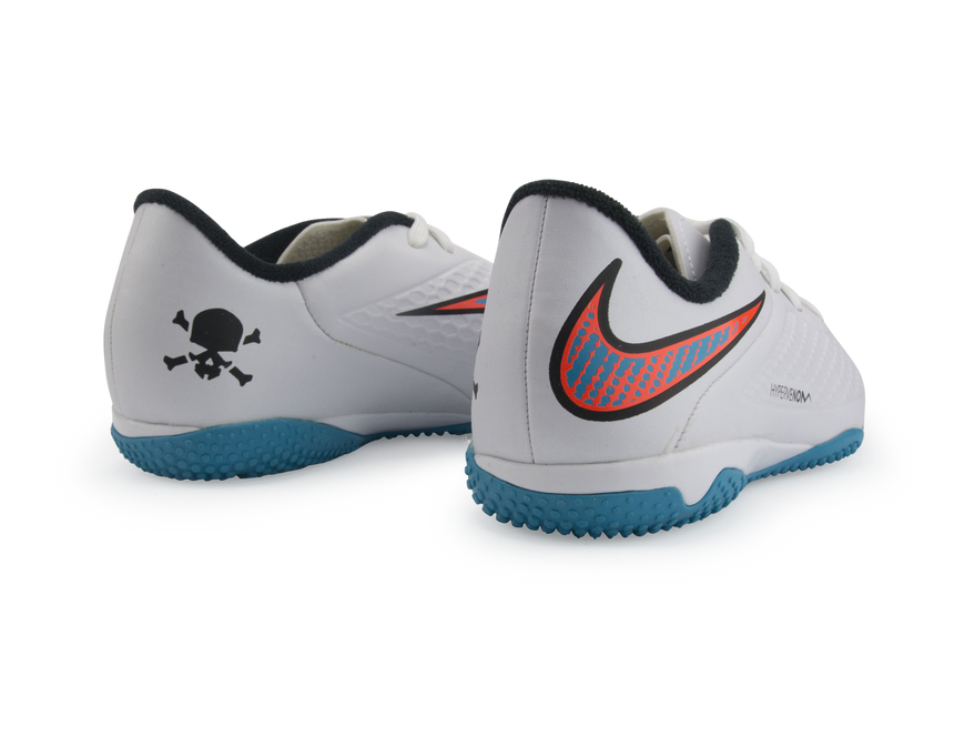 Nike Kids Hypervenom Phelon Indoor Soccer Shoes White/Blue Lagoon/Total Crimson