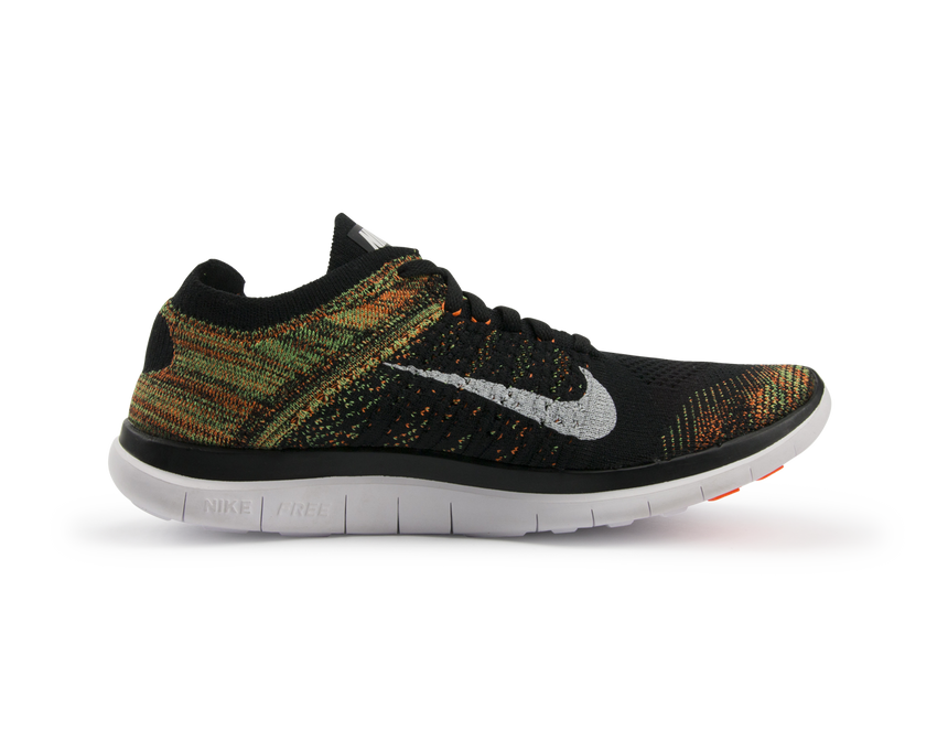 Nike Men's Free 4.0 Flyknit Running Shoes Black/White/Poison Green
