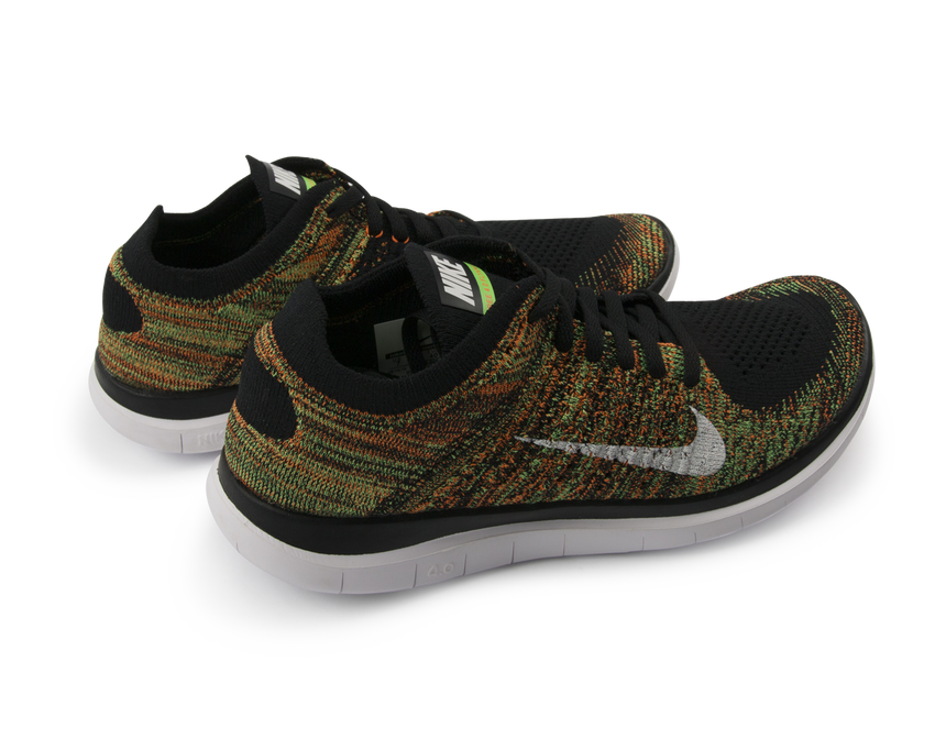 Nike Men's Free 4.0 Flyknit Running Shoes Black/White/Poison Green