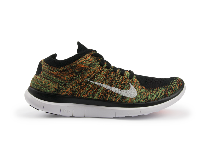 Nike Men's Free 4.0 Flyknit Running Shoes Black/White/Poison Green